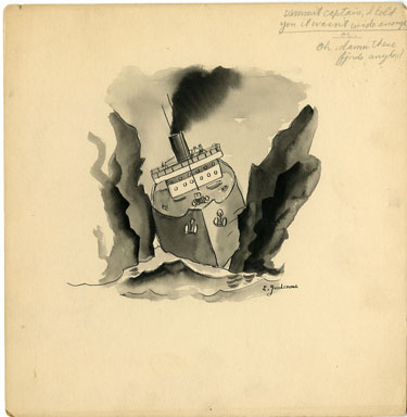 EARLE GOODENOW - CRUISE SHIP PANEL CARTOON 1930 ART