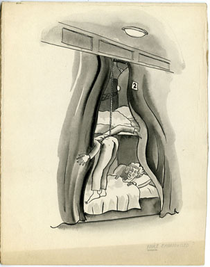EARLE GOODENOW -TRAIN BERTH PANEL CARTOON 1930 ORIG ART