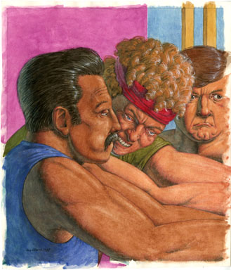 GUY COLWELL - MALE BONDING ILLUSTRATION ORIGINAL ART