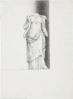 GUY COLWELL - STATUE WITH SNAKE ILLO ORIGINAL ART