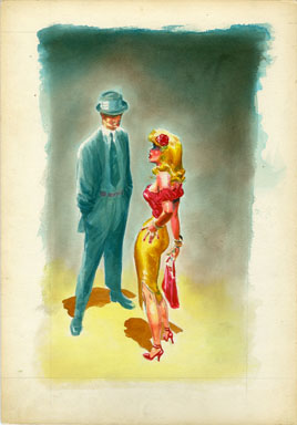 JACK SPARLING - STREET SCENE WATERCOLOR ILLO ORIG ART