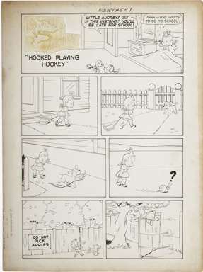 DAVE TENDLAR - LITTLE AUDREY #5 PG 1 ORIG ART HOOKEY