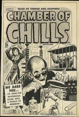 LEE ELIAS - CHAMBER of CHILLS #24 Orig Cvr art BONDAGE!
