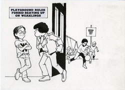 BOB CLARKE - MAD #215 SIGNS: NO PLAYGROUND BULLIES ART
