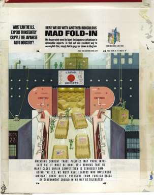 AL JAFFEE - MAD #312 BK COVER "FOLD-IN" ORIG ART CARS