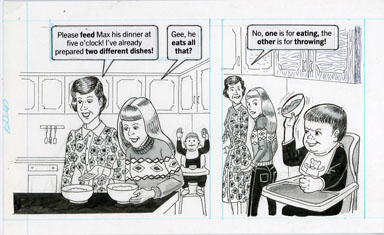 DAVE BERG -MAD #293 LIGHTER SIDE/BABYSITTING ORIG ART