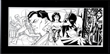 BRIAN STELFREEZE - JLA COFFEE MUG WRAPAROUND ORIG ART