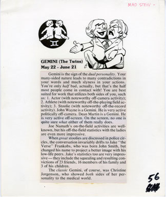 BOB CLARKE - MAD STEW (1978) ZODIAC: GEMINI TWINS ART