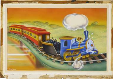 ANTON LOEB -LITTLE TRAIN THAT WON A MEDAL ILLO ORIG ART