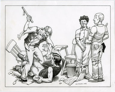 GUY COLWELL -ALTERCATION (CLEANERS) ILLO ORIG ART 2008