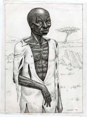 GUY COLWELL - HUNGRY IN ZAMBIA ILLUSTRATION ORIG ART