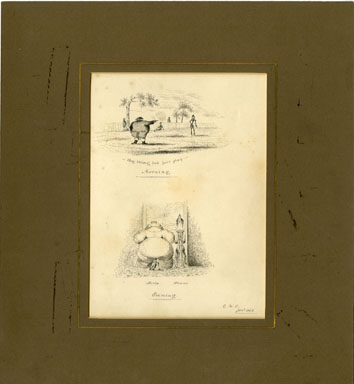 ENGLISH HUMOR ILLUSTRATION (1866) - MORNING / EVENING