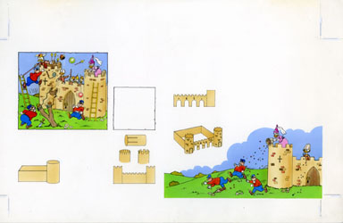 DISNEY ACTIVITY BOOK: GAMES PGS 18/19 ORIG ART BEAGLES