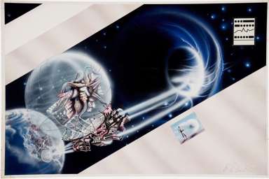 ALAN DANIELS - TIME TRAVELLER ORIG ART ALIEN PLANETS