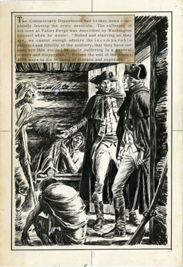 FRED RAY - VALLEY FORGE PG 6 ORIG ART GEO. WASHINGTON