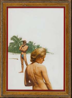 STANLEY BORACK -LOVERS ON A BEACH ILLUSTRATION ORIG ART