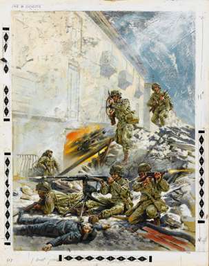 BASIL GOGOS - ARMY BATTLE COVER ORIGINAL ART 1950s