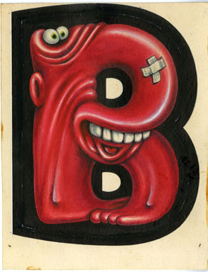 NORMAN SAUNDERS - NUTTY INITIAL STICKERS: "B" ORIG ART