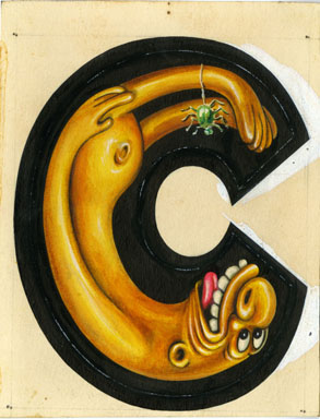 NORMAN SAUNDERS - NUTTY INITIAL STICKERS: "C" ORIG ART