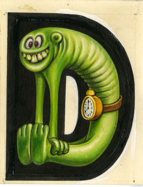 NORMAN SAUNDERS - NUTTY INITIAL STICKERS: "D" ORIG ART