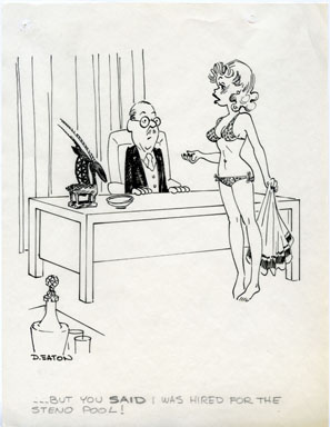 D. EATON - GIRLIE CARTOON ORIGINAL ART - STENO POOL