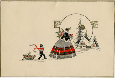HOLIDAY GREETING CARD ILLUSTRATION ORIGINAL ART (SLED)