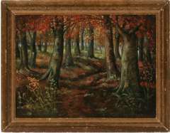 EMERY (E.A.) FILLEAU - OAKS IN AUTUMN ORIG PAINTED ART