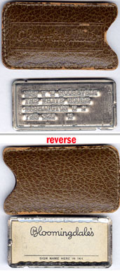 ELEANOR ROOSEVELT'S Metal BLOOMINGDALE'S Charge Card