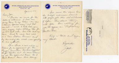 ASTRONAUT JACK SWIGERT HAND-WRITTEN/SIGNED LETTER AP 13