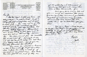 JACK SWIGERT HANDWRITTEN/SIGNED LETTER - GOLF CLUBS