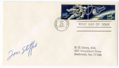 1ST DAY ISSUE SPACE STAMP/ENVELOPE SIGNED TOM STAFFORD