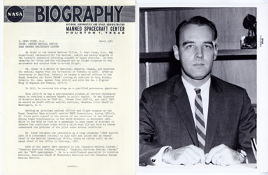 NASA - DOCTOR D. OWEN COONS PHOTO AND BIO SHEET (1963)
