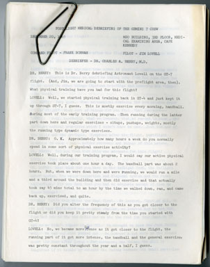 NASA - GEMINI VII MEDICAL DEBRIEFING REPORTS Jim LOVELL