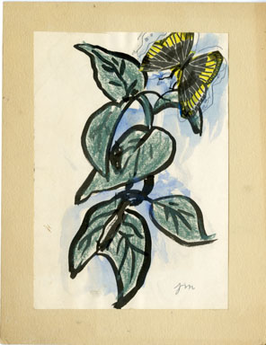 JOSEPHINE MAHAFFEY - BUTTERFLY/LEAVES ORIG ART WATERCLR