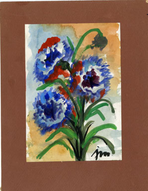 JOSEPHINE MAHAFFEY - BLUE FLOWERS ORIG ART WATERCOLOR