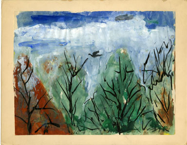 JOSEPHINE MAHAFFEY - FOREST & BIRD ORIG ART WATERCOLOR