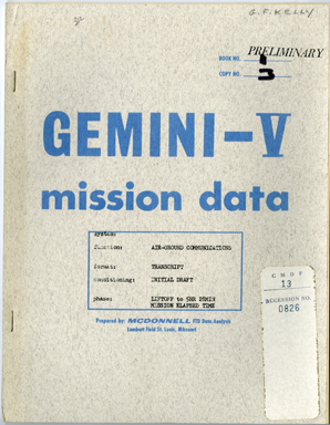 NASA - GEMINI V MISS. DATA TRANSCRIPT 1965 GORDO COOPER