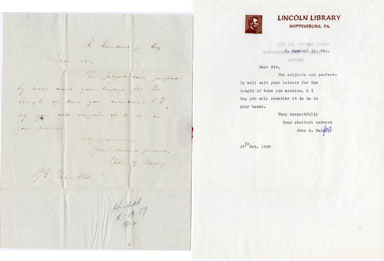 JOHN G. PALFREY (POLITICIAN) - HANDWRITTEN LETTER 1838