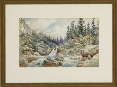 AUGUST LOHR - Watercolor  LANDSCAPE dated 1896