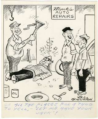 BILL HOLMAN Orig NUTS AND JOLTS Art MECHANICS w/ THUG