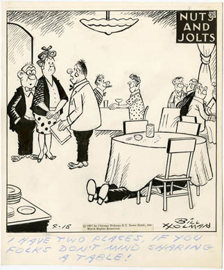 BILL HOLMAN - NUTS & JOLTS CARTOON ORIG ART / SHARING
