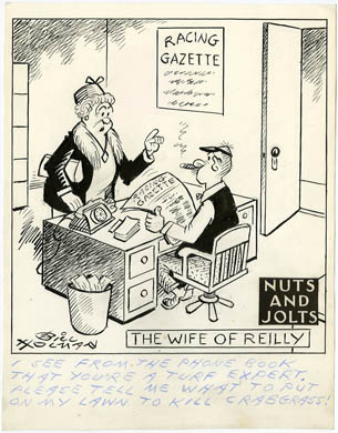 BILL HOLMAN - NUTS & JOLTS CARTOON PANEL ORIG ART TURF