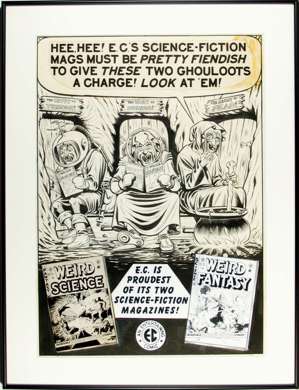 AL FELDSTEIN - 3 GHOULUNATICS EC AD Original Art 1953