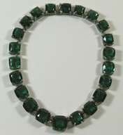 14K WHITE GOLD NECKLACE w/DIAMONDS & GEMSTONES