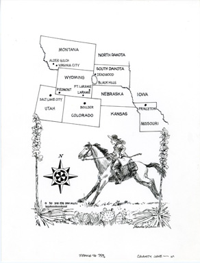 CHARLES SHAW - CALAMITY JANE TERRITORIES MAP ORIG ART