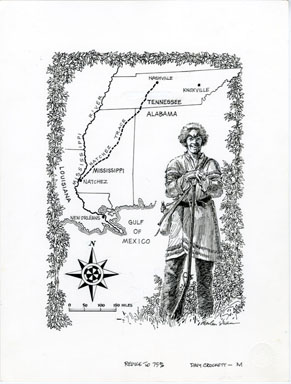 CHARLES SHAW - DAVY CROCKETT/CREEK INDIANS MAP ILLO ART