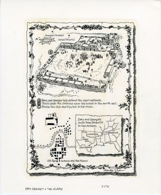 CHARLES SHAW - DAVY CROCKETT/THE ALAMO MAP/LAYOUT ART