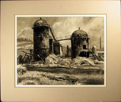 PETER HELCK - "GRAIN SILOS" OIL PAINTING - 1960