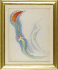 JOSEPH STELLA - "RED TROPICAL FLOWERS w BIRD" MODERNIST