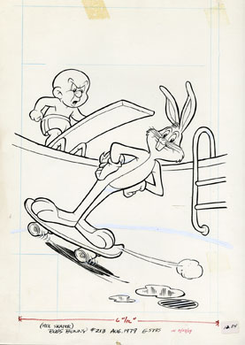 BUGS BUNNY #213 ORIG COVER ART (1979) SKATEBOARDING!